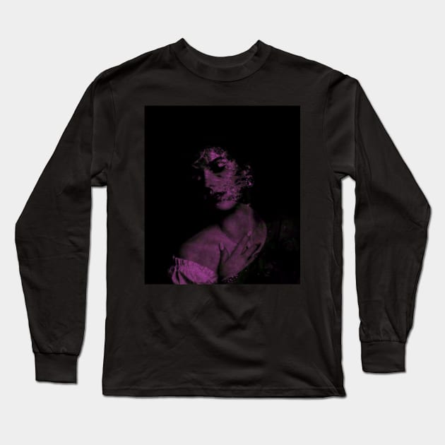 Beautiful girl, her skin and body falling down to pieces, disappear. Dark, dim, violet. Long Sleeve T-Shirt by 234TeeUser234